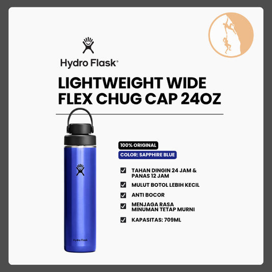 Salin Botol Minum/Tumbler Stainless Steel - Hydro Flask Lightweight Wide Flex Chug Cap 24oz/709ml (Sapphire Blue)