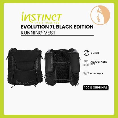 Instinct Evolution 7L (Black Edition) + 2 Softflasks / Rompi Lari - Trail Running Hydration Pack