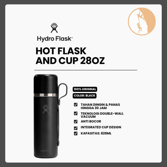 Botol Minum/Tumbler/Termos - Hydro Flask Hot Flask and Cup 28oz/828ml (Black)