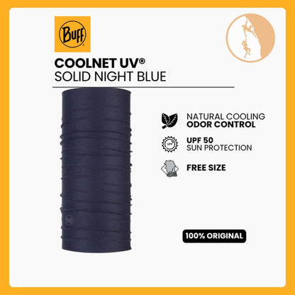 Bandana Masker Multifungsi - Buff Original Coolnet Uv Solid Night Blue