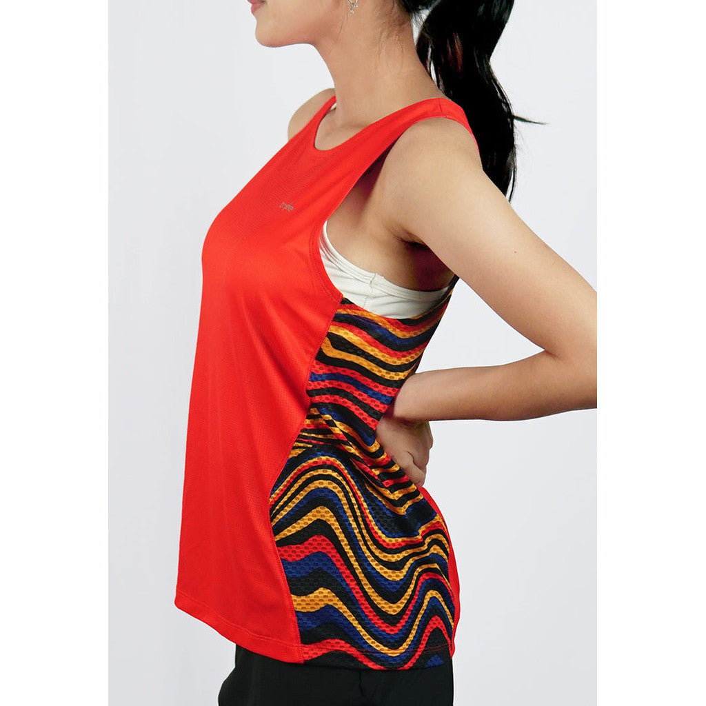 Trijee  Messina II (Red Wavy) - Women Racerback /Tank Top/Jersey Sleeveless