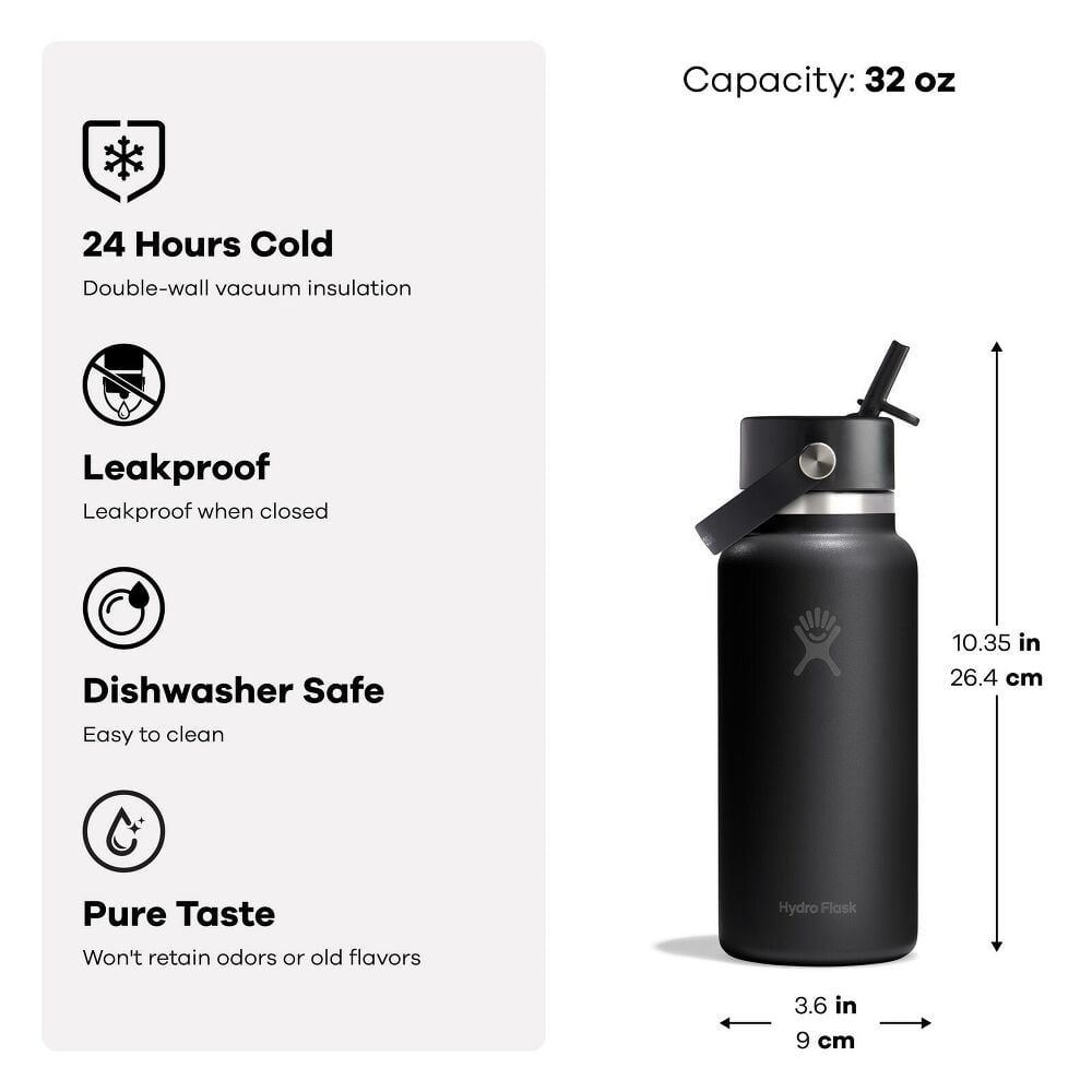 Botol Minum/Tumbler Berpergian - Hydro Flask Wide Mouth with Flex Straw Cap 32oz (Popstar Pink)