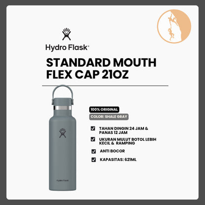Botol Minum/Tumbler Ringan - Hydro Flask Standard Mouth Flex Cap 21oz/621ml (Shale Grey)