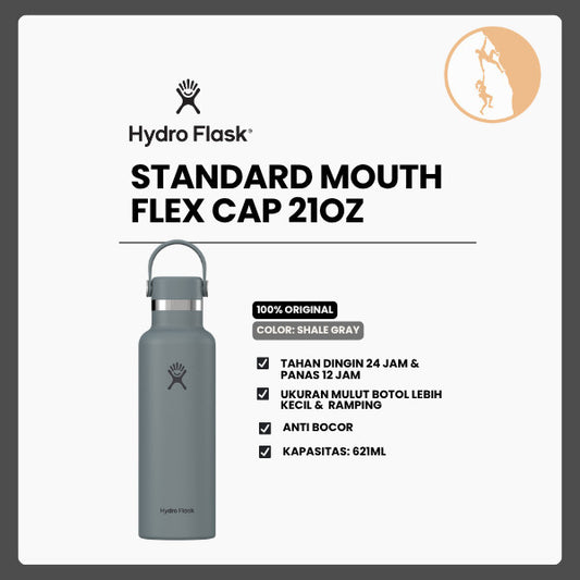 Botol Minum/Tumbler Ringan - Hydro Flask Standard Mouth Flex Cap 21oz/621ml (Shale Grey)
