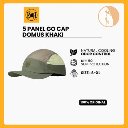 Buff 5 Panel Go Cap Domus Khaki - Topi Lari/Trail Running