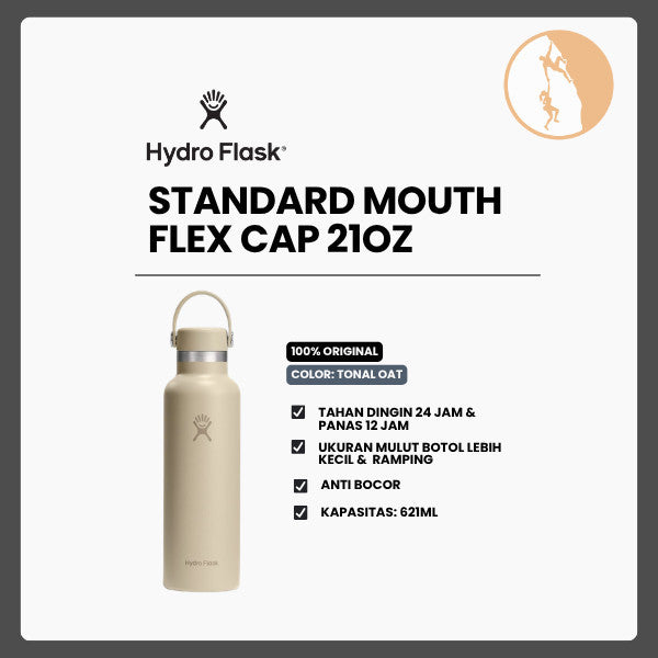 Botol Minum/Tumbler Ringan - Hydro Flask Standard Mouth Flex Cap 21oz/621ml (Tonal Oat)