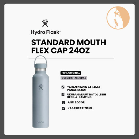 Botol Minum/Tumbler Ringan - Hydro Flask Standard Mouth Flex Cap 24oz/710ml (Shale Gray)