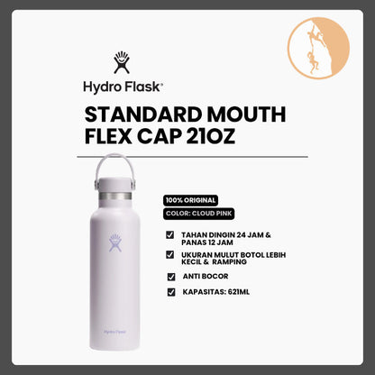 Botol Minum/Tumbler Ringan - Hydro Flask Standard Mouth Flex Cap 21oz/621ml (Cloud Pink)