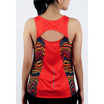 Trijee  Messina II (Red Wavy) - Women Racerback /Tank Top/Jersey Sleeveless