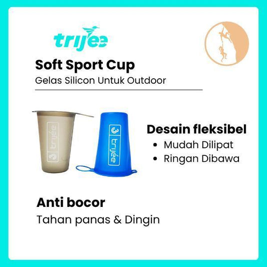 Trijee Soft Sport Cup - Gelas Silicon Untuk Olahraga/Camping/Hiking/Outdoor