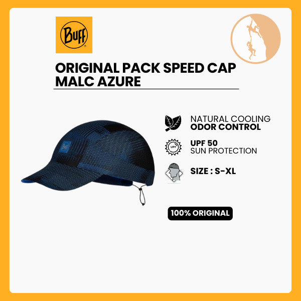 Topi Lari/Hiking - Buff Original Pack Speed Cap Malc Azure (Foldable)