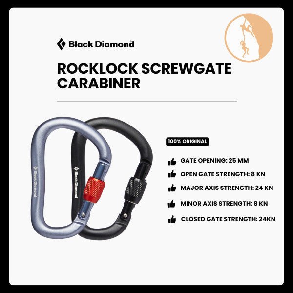 Karabiner Panjat Tebing - Black Diamond Rocklock Screwgate Carabiner