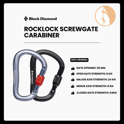Karabiner Panjat Tebing - Black Diamond Rocklock Screwgate Carabiner