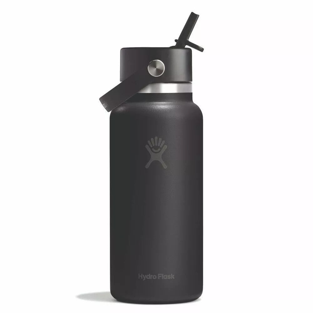 Botol Minum/Tumbler Dengan Sedotan - Hydro Flask Wide Mouth Flex Straw Cap 32oz/946ml (Black 2.0)