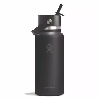 Botol Minum/Tumbler Dengan Sedotan - Hydro Flask Wide Mouth Flex Straw Cap 32oz/946ml (Black 2.0)