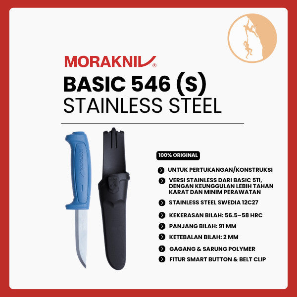 Pisau Stainless Steel Outdoor/Konstruksi - Morakniv Basic 546
