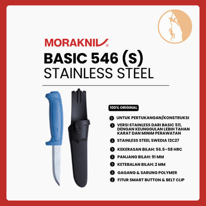 Pisau Stainless Steel Outdoor/Konstruksi - Morakniv Basic 546