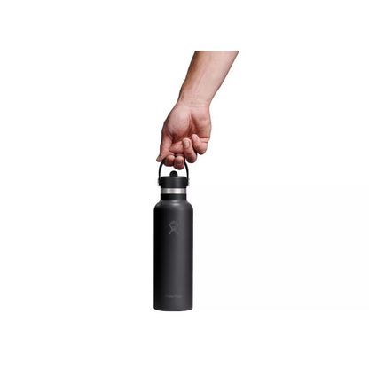Botol Minum/Tumbler Dengan Sedotan - Hydro Flask Standard Flex Straw Cap 21oz/621ml (Black 2.0)