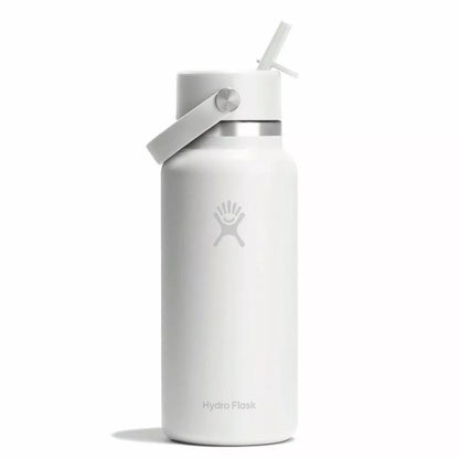 Botol Minum/Tumbler Dengan Sedotan - Hydro Flask Wide Mouth Flex Straw Cap 32oz/946ml (White 2.0)