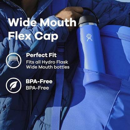 Botol Minum/Tumbler - Hydro Flask Wide Mouth Flex Cap 12oz/354ml (Black 2.0)