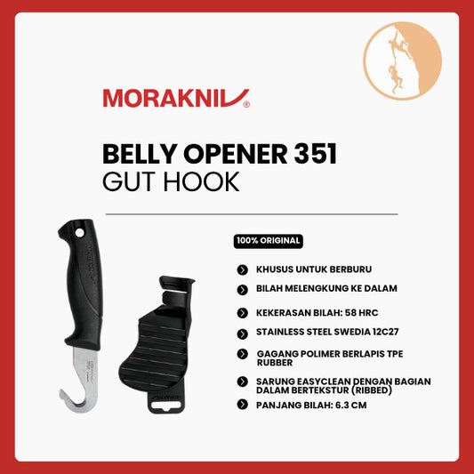 Pisau Berburu/Bushcraft Stainless Steel - Morakniv Belly Opener 351/Gut Hook