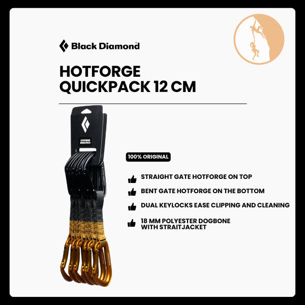 Karabiner Panjat Tebing - Black Diamond Hotforge Quickpack 12 cm (Amber)