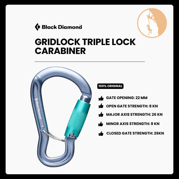 Karabiner Panjat Tebing - Black Diamond Gridlock Triple Lock Carabiner