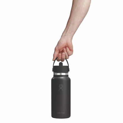 Botol Minum/Tumbler Dengan Sedotan - Hydro Flask Wide Mouth Flex Straw Cap 32oz/946ml (Black 2.0)