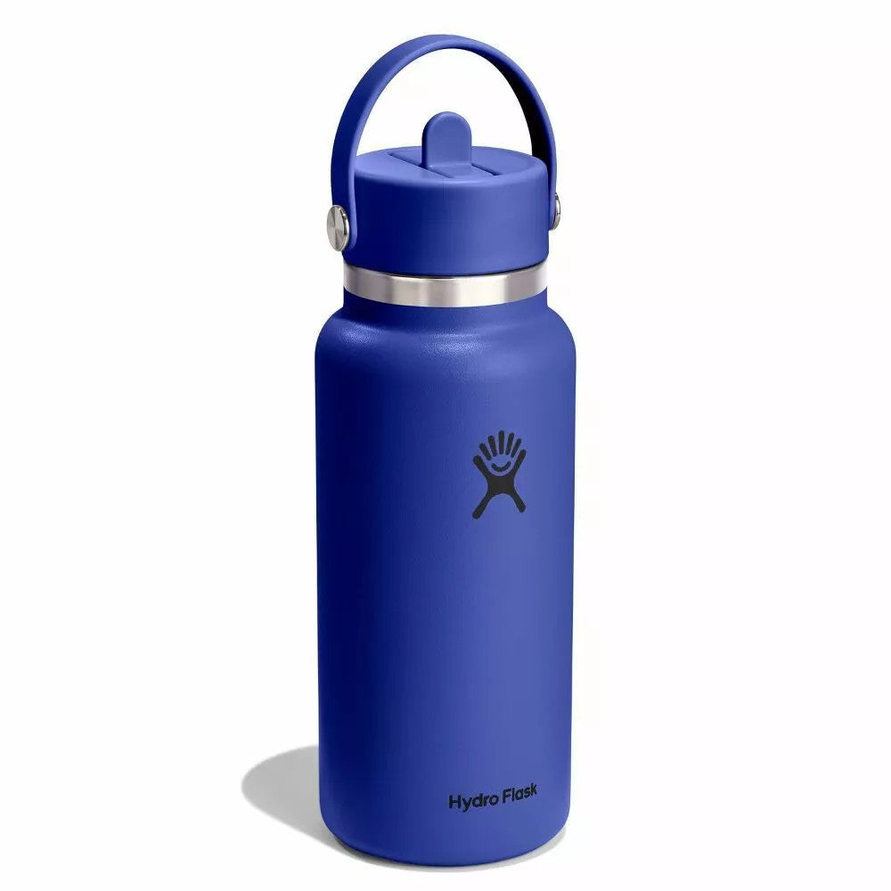 Botol Minum/Tumbler Dengan Sedotan - Hydro Flask Wide Mouth Flex Straw Cap 32oz/946ml (Capri Blue)