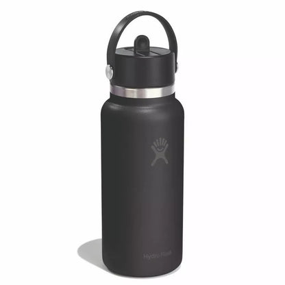 Botol Minum/Tumbler Dengan Sedotan - Hydro Flask Wide Mouth Flex Straw Cap 32oz/946ml (Black 2.0)