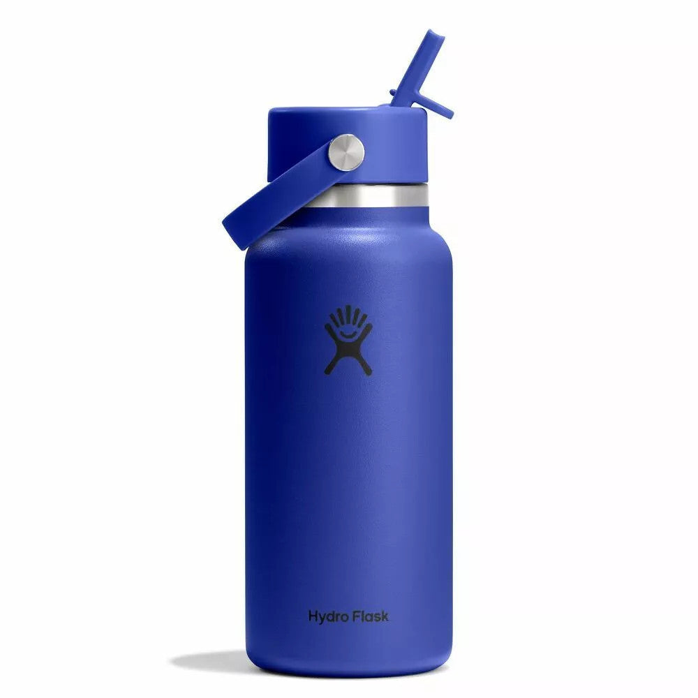 Botol Minum/Tumbler Dengan Sedotan - Hydro Flask Wide Mouth Flex Straw Cap 32oz/946ml (Capri Blue)