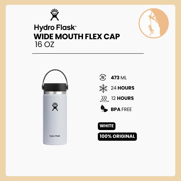 Hydro Flask Wide Mouth Flex Cap 16oz/473ml - WHITE