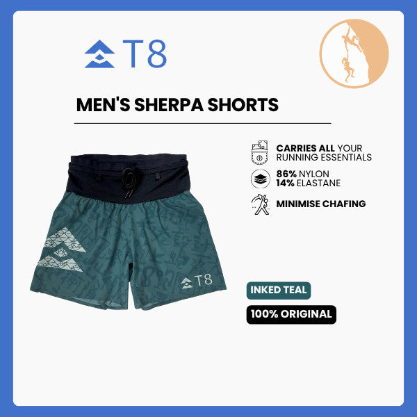 T8 Men's Sherpa Shorts (Inked Teal) - Celana Pendek Lari
