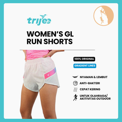 Celana Pendek Lari Wanita - Trijee GL Run Shorts Women (Gradient Lines)