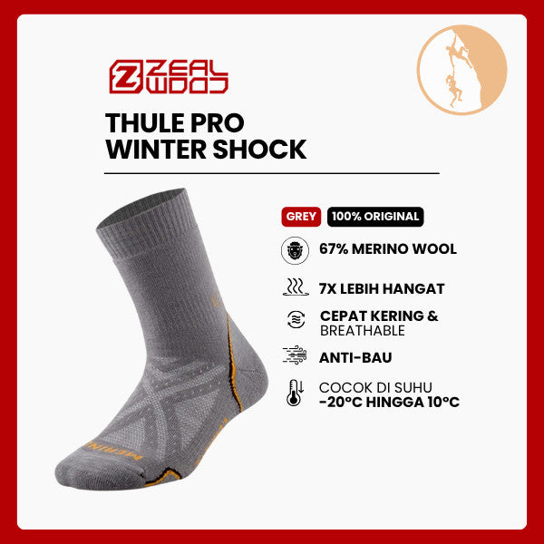 Kaos Kaki Outdoor Merino Wool Crew - Zealwood Thule Pro Winter Shock (Grey)