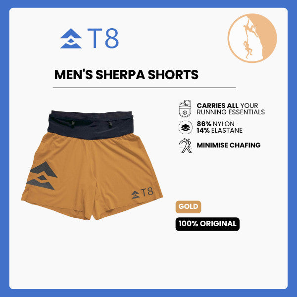 T8 Men's Sherpa Shorts (Gold) - Celana Pendek Lari