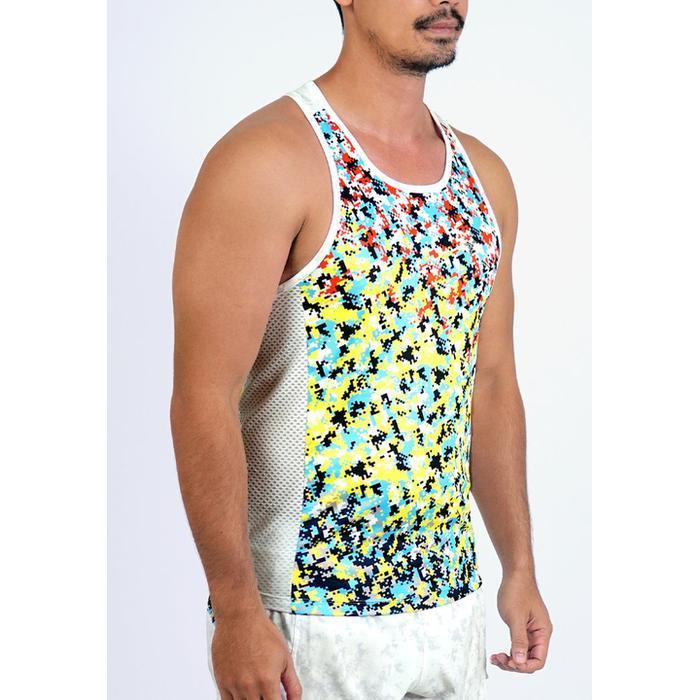 Kaos Singlet/Tank Top Lari Pria - Trijee MD Racerback Men (Multi Dots)