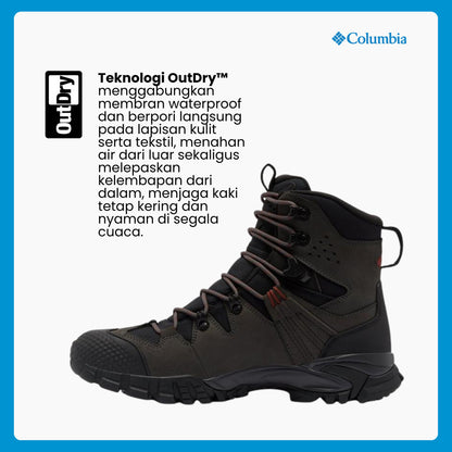 Sepatu Hiking Boots Pria - Columbia Men's GeoTerra™ OutDry™ Leather Hiking Boot - Black/Spice
