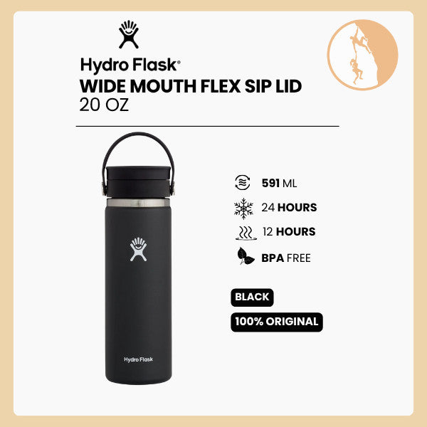 Hydro Flask Wide Mouth Flex Sip Lid 20oz/591ml - BLACK