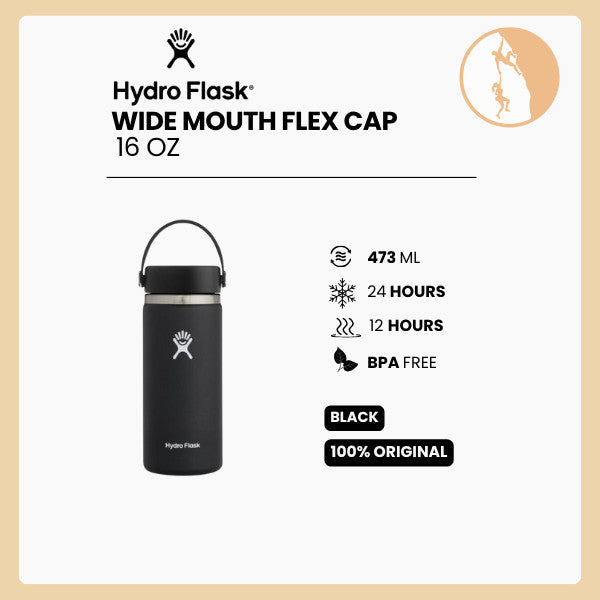 Hydro Flask Wide Mouth Flex Cap Black 16Oz