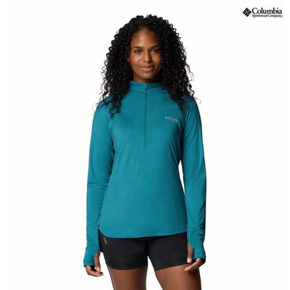 Atasan Olahraga Wanita - Columbia Women's Endless Trail Half Zip Mesh Long Sleeve Shirt