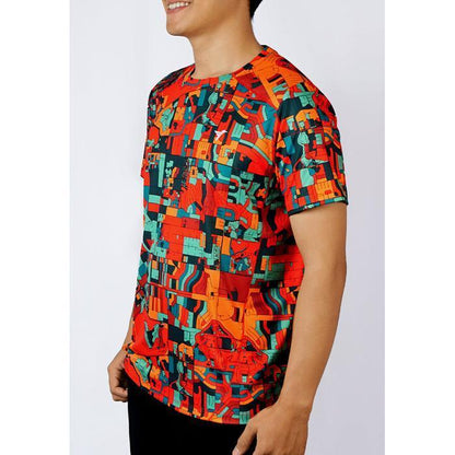 Kaos Olahraga Pria - Trijee Numa Men Jersey Short Sleeve (Turqoise Orange)