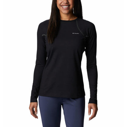 Kaos Baselayer Lengan Panjang Wanita - Columbia Women Black Heavyweight Stretch Long Sleeve