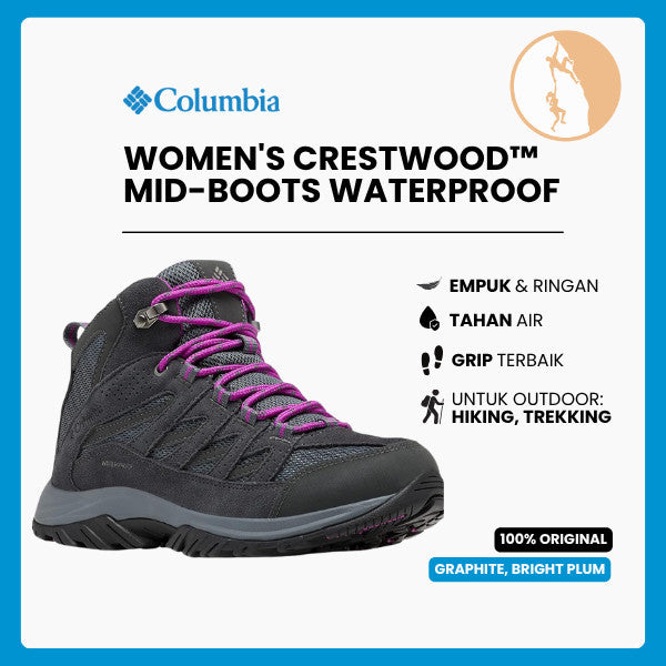 Sepatu Hiking Wanita Mid-cut Boots - Columbia Women's Crestwood™Mid Waterproof Boots - Graphite/Bright Plum