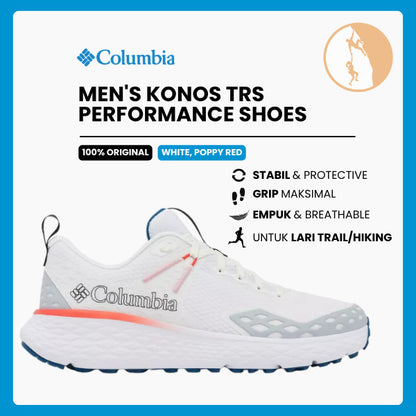 Sepatu Lari/Trail Running Pria - Columbia Men's Konos™ TRS Performance Shoes (White/Poppy Red)