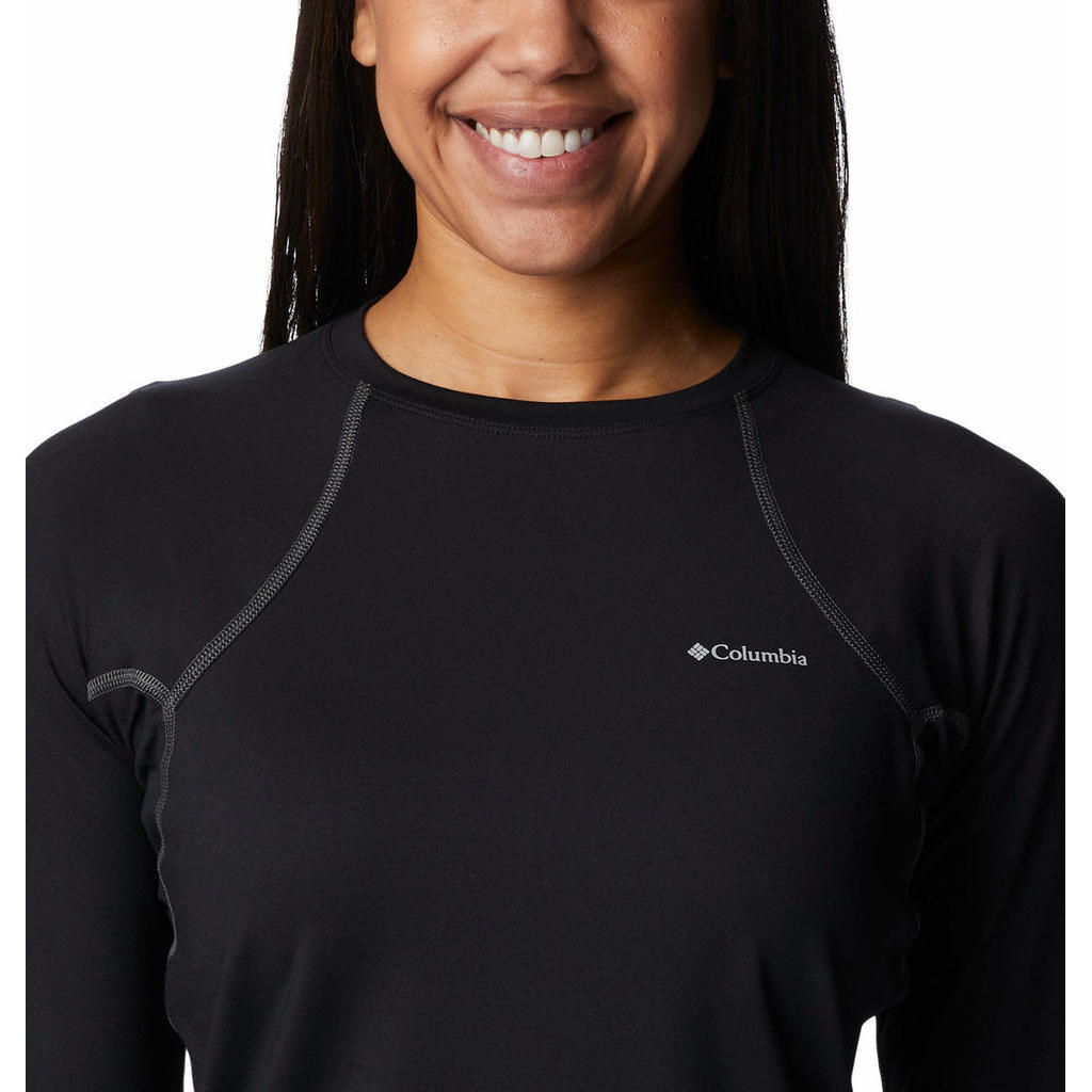 Kaos Baselayer Lengan Panjang Wanita - Columbia Women Black Heavyweight Stretch Long Sleeve