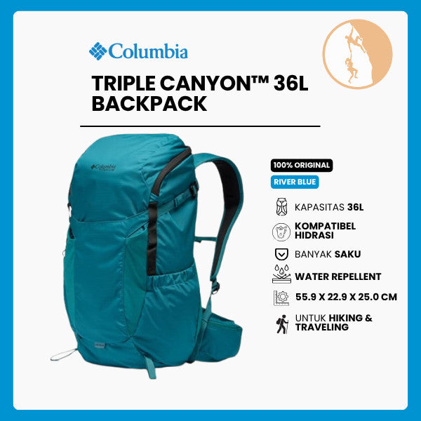 Tas Ransel Gunung Unisex - Columbia Triple Canyon 36L Backpack (River Blue)