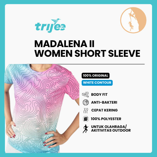 Kaos Olahraga Dry Fit Wanita - Trijee Madalena II / Women Short Sleeve (White Contour)
