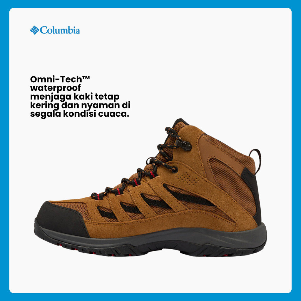 Sepatu Hiking Pria Mid-cut Boots - Columbia Men's Crestwood™Mid Waterproof Boots - Camel Brown/Mountain Red