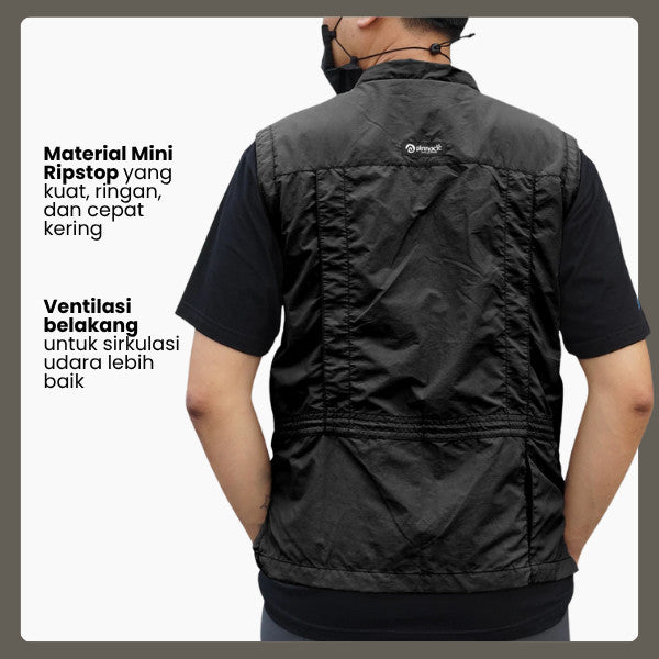 Pinnacle Day Vest Black – Rompi Kasual & Outdoor Yang Ringan & Multi Saku